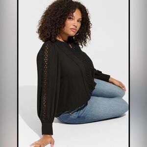 Torrid Black Lace Detail Blouse